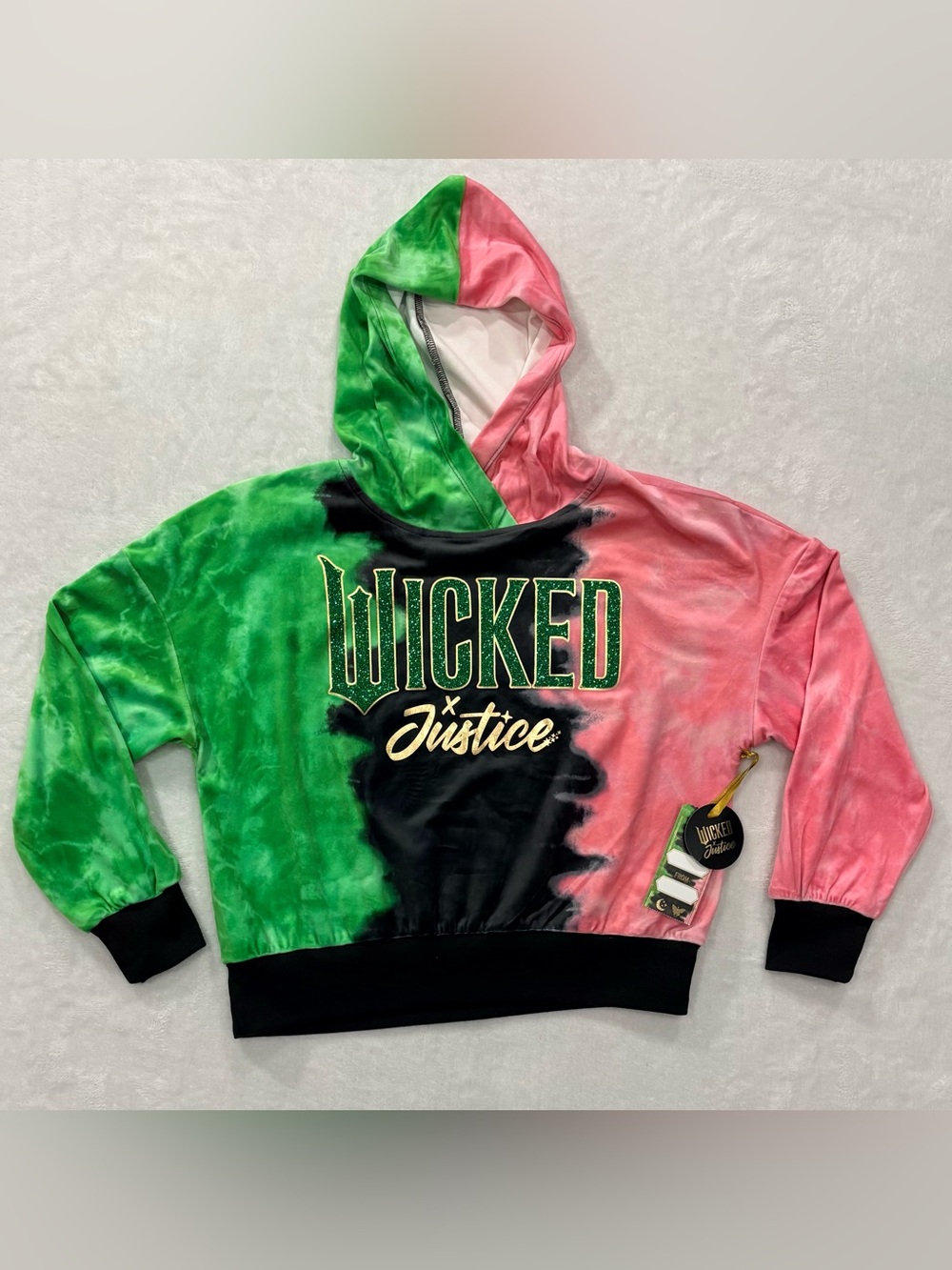 NWT Justice x Wicked Soft Velour Pullover Hoodie Girls Youth Size 10 (M)